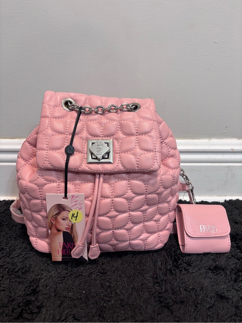 Paris Hilton Women's Madison Quilted Backpack and Wallet Set in the color Tearos